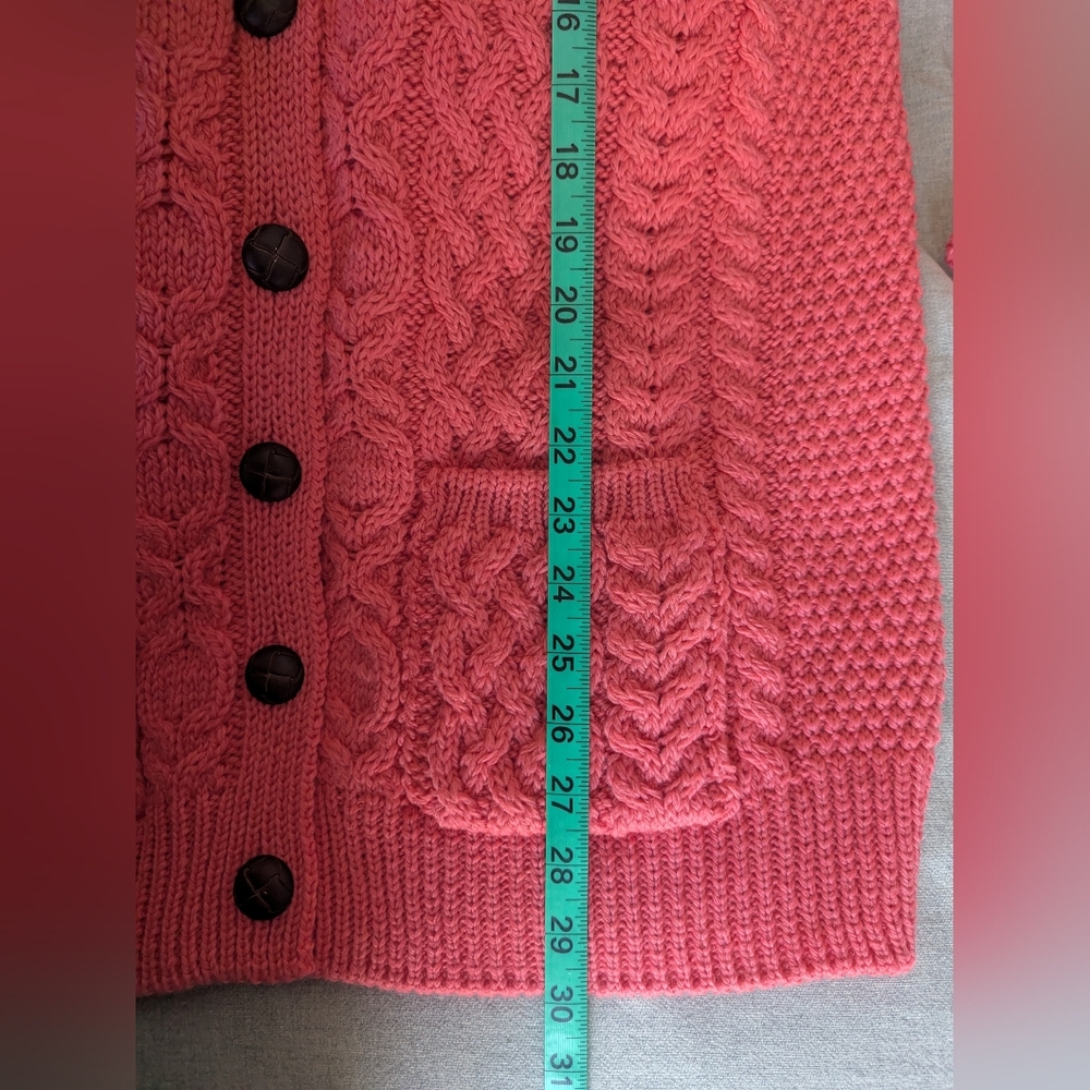 Aran Crafts Pink Cable Knit Cardigan Sweater - Picture 7 of 7